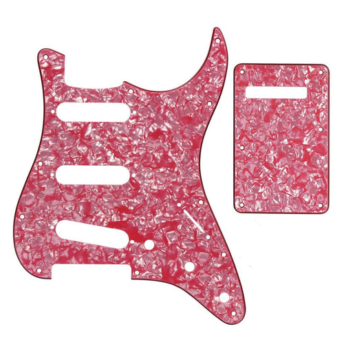 11-Hole SSS Strat Pickguard and Matching Back Plate - 20+ Colors 4-Ply Pink Pearl - Ploutone