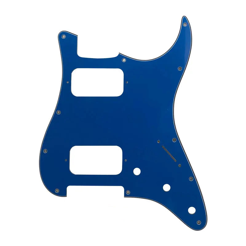 11-Hole HH Strat Pickguard (Round Corners, 3-Knobs) - 4-Ply Blue - Ploutone