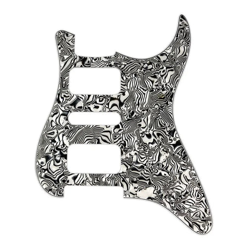 11-Hole HSH Strat Pickguard (No Control Holes) - 4-Ply White Pearl Shell - Ploutone