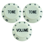 Electric Guitar Control Knobs, 24 Spline Imperial - Multiple Colors Light Green & Black - Ploutone