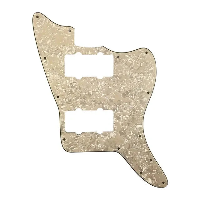 Jazzmaster HH Pickguard - Pickup and Screw Holes Only (No Controls) - Parchment Pearl Pickguards from Ploutone