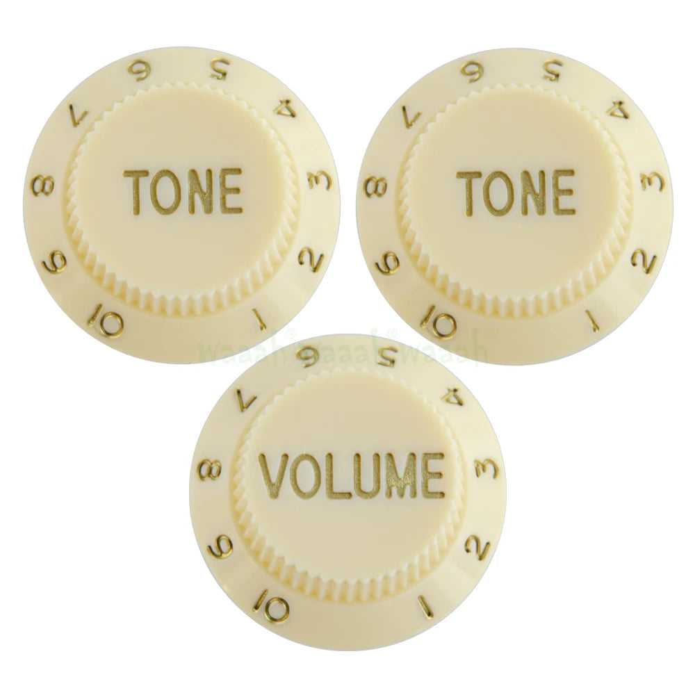 Electric Guitar Control Knobs, 24 Spline Imperial - Ivory & Gold Knobs from Ploutone