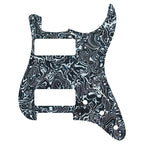 11-Hole Dual P90 Strat Pickguard - 25+ Colors 4-Ply Black Shell - Ploutone
