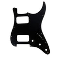 11-Hole HH Strat Pickguard (Round Corners, 3-Knobs) - 1-Ply Black - Ploutone