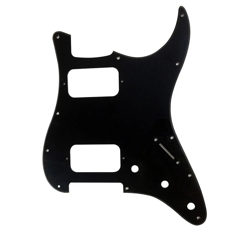 11-Hole HH Strat Pickguard (Round Corners) - 20+ Colors 1-Ply Black - Ploutone