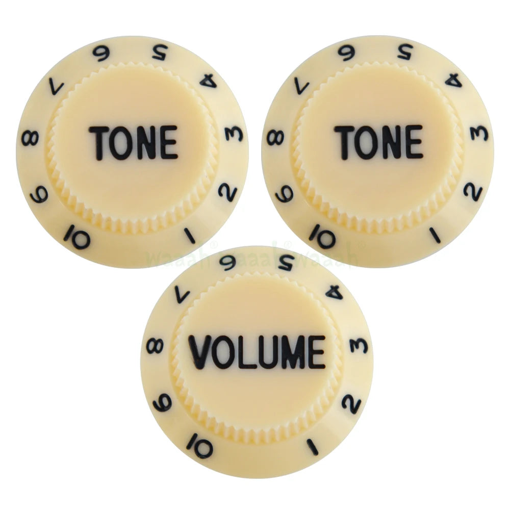 Electric Guitar Control Knobs, 24 Spline Imperial - Cream & Black Knobs from Ploutone