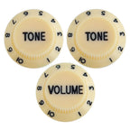 Electric Guitar Control Knobs, 24 Spline Imperial - Multiple Colors Cream & Black - Ploutone