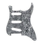 11-Hole SSS Strat Pickguard - 20+ Colors 4-Ply Black and White Shell - Ploutone