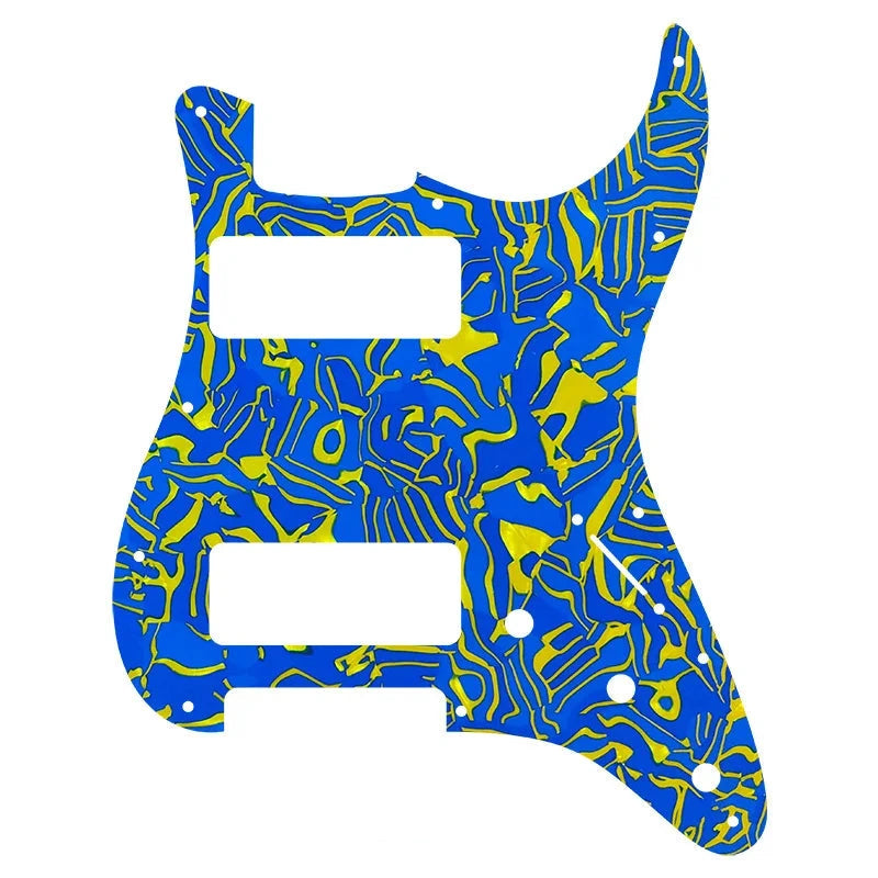 11-Hole Dual P90 Strat Pickguard - 25+ Colors 4-Ply Blue Shell - Ploutone