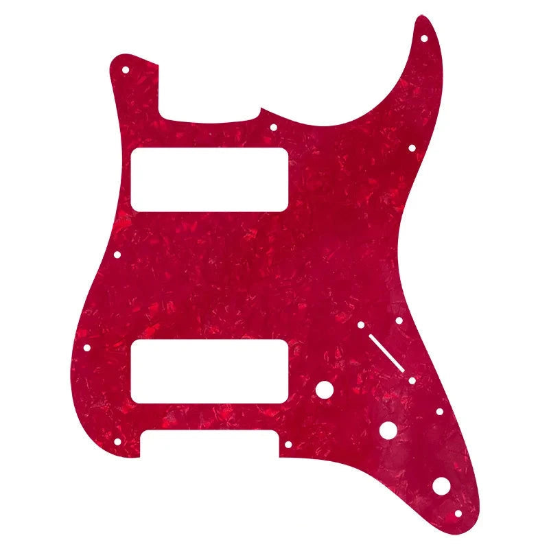 11-Hole Dual P90 Strat Pickguard - 25+ Colors 4-Ply Red Pearl - Ploutone