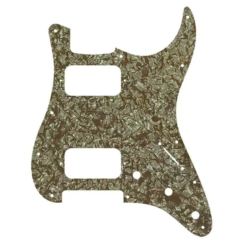11-Hole HH Strat Pickguard (Round Corners) - 20+ Colors 4-Ply Brown pearl - Ploutone