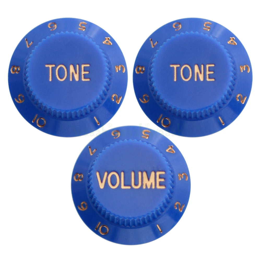 Electric Guitar Control Knobs, 24 Spline Imperial - Dark Blue & Gold Knobs from Ploutone