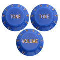 Electric Guitar Control Knobs, 24 Spline Imperial - Dark Blue & Gold Knobs from Ploutone