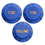 Electric Guitar Control Knobs, 24 Spline Imperial - Dark Blue & Gold Knobs from Ploutone