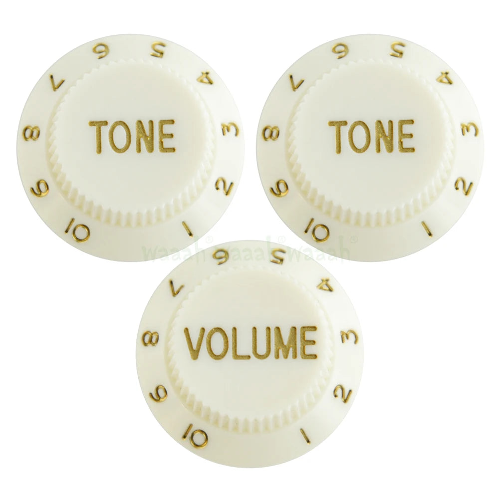 Electric Guitar Control Knobs, 24 Spline Imperial - Vintage White & Gold Default Title - Ploutone