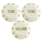 Electric Guitar Control Knobs, 24 Spline Imperial - Multiple Colors Vintage White & Gold - Ploutone