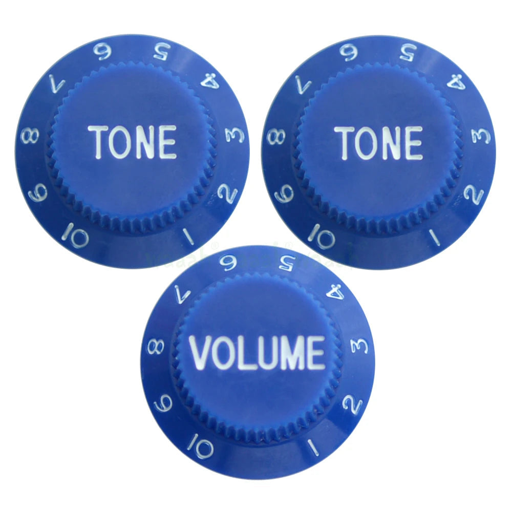 Electric Guitar Control Knobs, 24 Spline Imperial - Multiple Colors Dark Blue & White - Ploutone