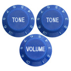 Electric Guitar Control Knobs, 24 Spline Imperial - Multiple Colors Dark Blue & White - Ploutone