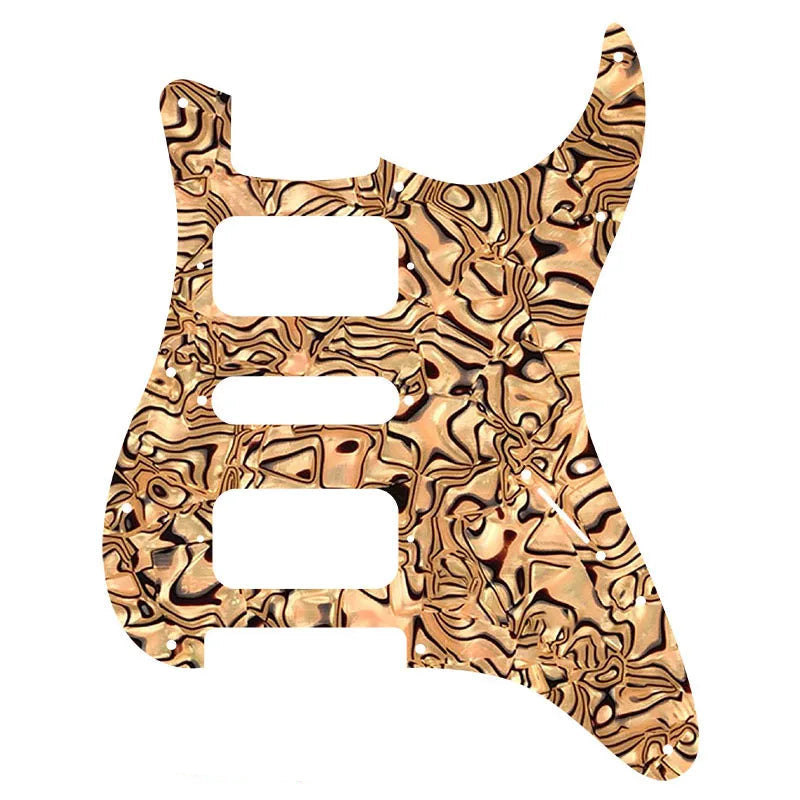 11-Hole HSH Strat Pickguard (No Control Holes) - 4-Ply Brown Pearl Shell - Ploutone