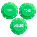 Electric Guitar Control Knobs, 24 Spline Imperial - Multiple Colors Green & White - Ploutone