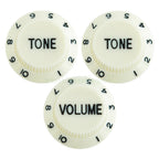 Electric Guitar Control Knobs, 24 Spline Imperial - Multiple Colors Vintage White & Black - Ploutone