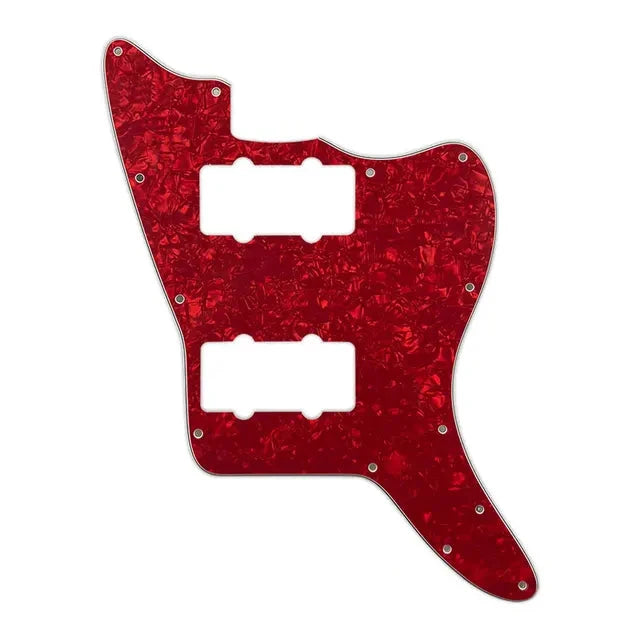 Jazzmaster HH Pickguard - Pickup and Screw Holes Only (No Controls) - 4-Ply Red Pearl - Ploutone