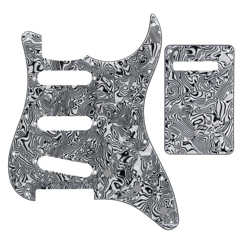 11-Hole SSS Strat Pickguard and Matching Back Plate - 20+ Colors 4-Ply White & Black Shell - Ploutone