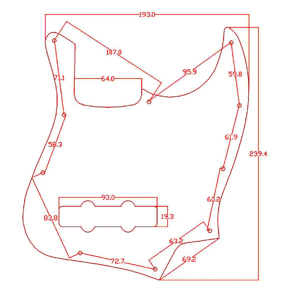 10-Hole Jazz Bass Pickguard (4-String) - 4-Ply Tiger Stripe - Ploutone