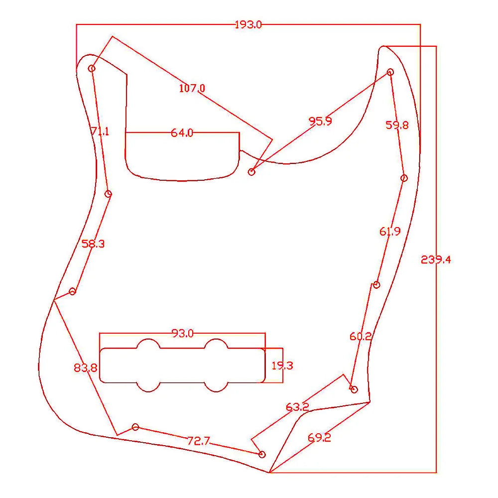 10-Hole Jazz Bass Pickguard (4-String) - Transparent - Ploutone