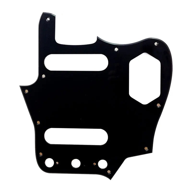 10-Hole SS Jaguar Pickguard for USA Fender - 20+ Colors 1-Ply Black - Ploutone