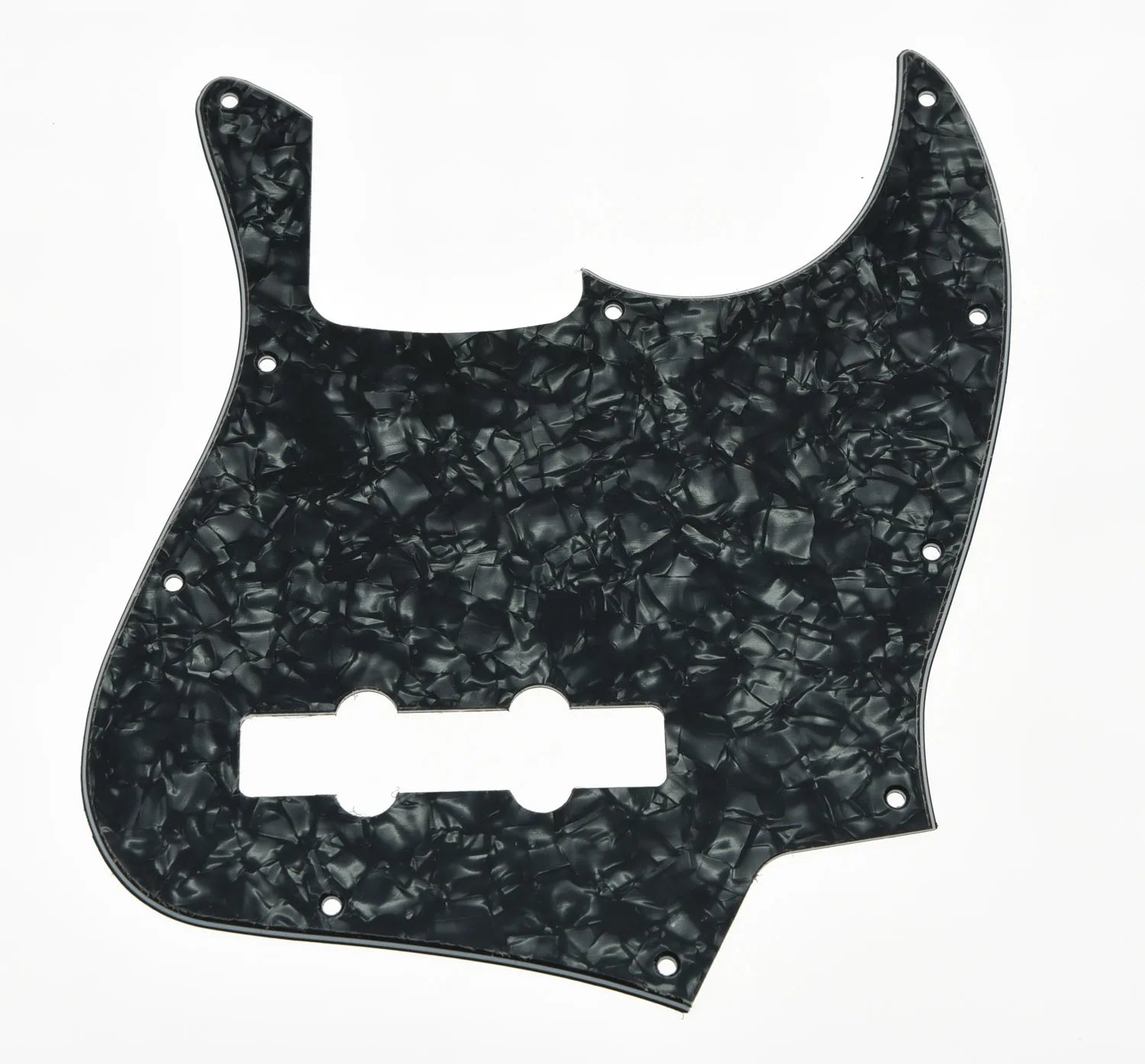 10-Hole Jazz Bass Pickguard (4-String) - Black Pearl - Ploutone