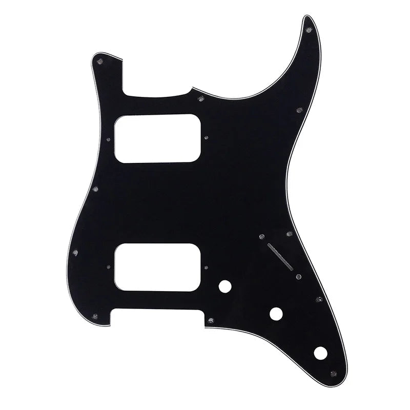 11-Hole HH Strat Pickguard (Round Corners) - 20+ Colors 3-Ply Black - Ploutone