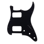 11-Hole HH Strat Pickguard (Round Corners) - 20+ Colors 3-Ply Black - Ploutone