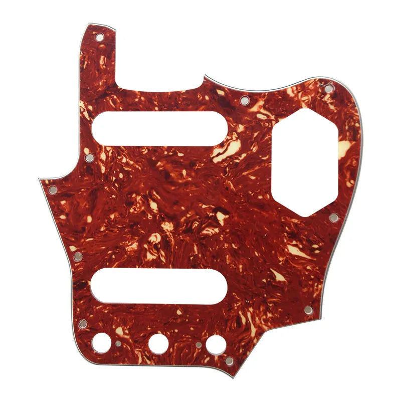 10-Hole SS Jaguar Pickguard for USA Fender - 20+ Colors 4-Ply Red Tortoise - Ploutone