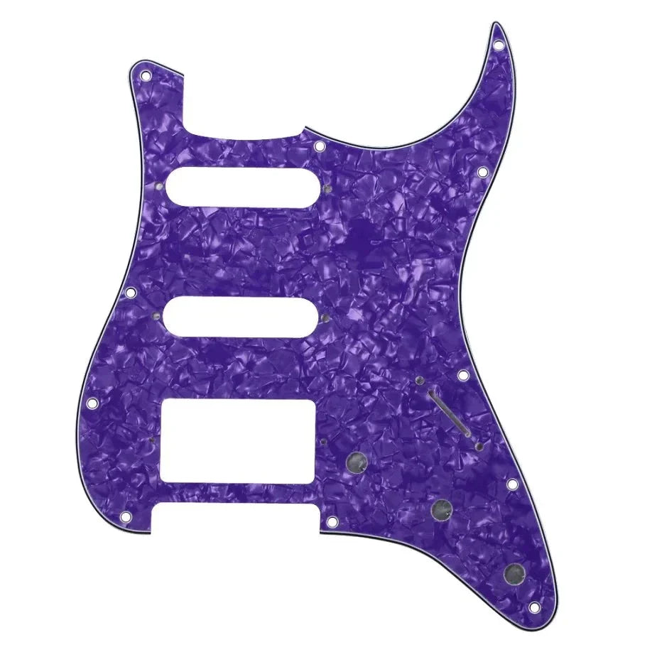 11-Hole HSS Strat Pickguard - Multiple Colors 4-Ply Purple Pearl - Ploutone