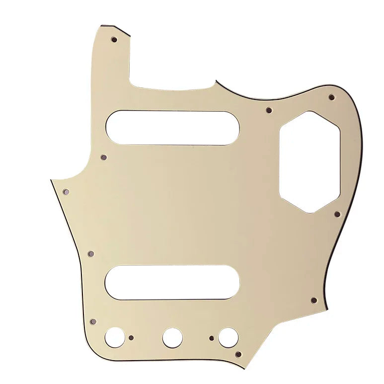 10-Hole SS Jaguar Pickguard for MIJ Fender - 20+ Colors 3-Ply Vintage Yellow - Ploutone