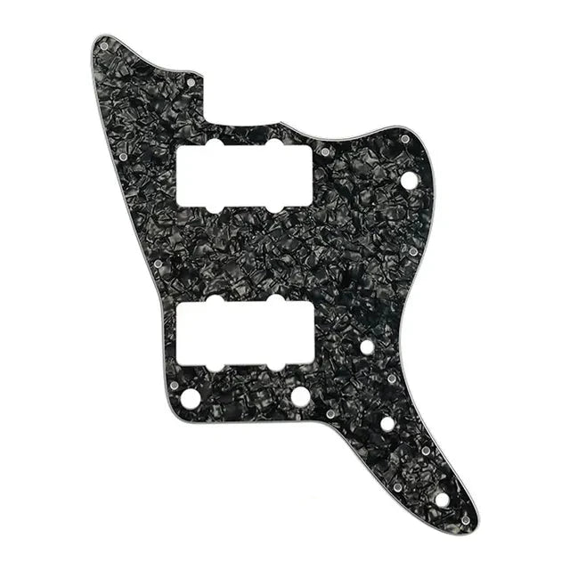 Jazzmaster HH Pickguard (No Upper Controls) - 4-Ply Black Pearl Pickguards from Ploutone