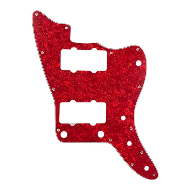 Jazzmaster HH Pickguard (No Upper Controls) - 4-Ply Red Pearl Pickguards from Ploutone