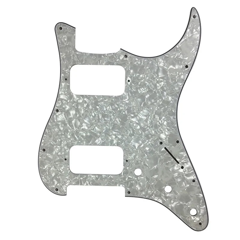 11-Hole HH Strat Pickguard (Round Corners) - 20+ Colors 4-Ply White Pearl - Ploutone