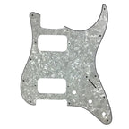 11-Hole HH Strat Pickguard (Round Corners) - 20+ Colors 4-Ply White Pearl - Ploutone