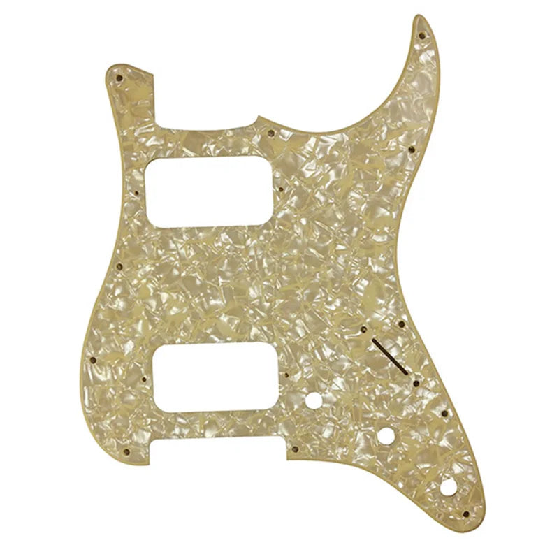 11-Hole HH Strat Pickguard (Round Corners) - 20+ Colors 2-Ply Cream Pearl - Ploutone