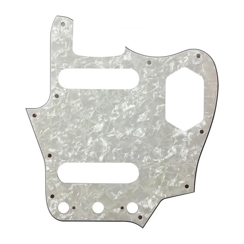 10-Hole SS Jaguar Pickguard for USA Fender - 20+ Colors 4-Ply White Pearl - Ploutone