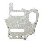 10-Hole SS Jaguar Pickguard for USA Fender - 20+ Colors 4-Ply White Pearl - Ploutone