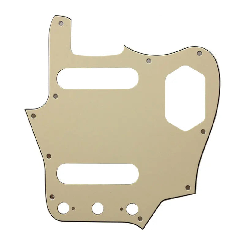 10-Hole SS Jaguar Pickguard for USA Fender - 20+ Colors 3-Ply Vintage Yellow - Ploutone