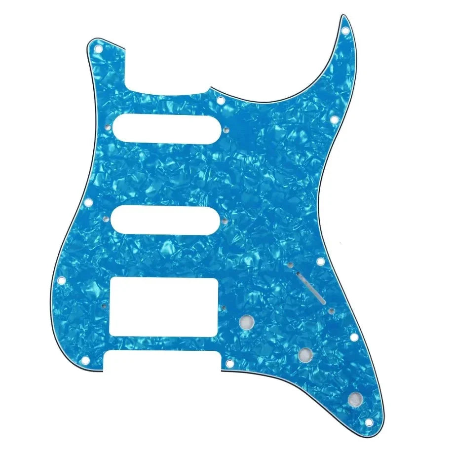 11-Hole HSS Strat Pickguard - Multiple Colors 4-Ply Light Blue Pearl - Ploutone