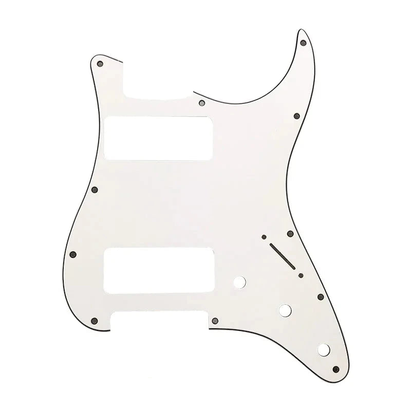 11-Hole Dual P90 Strat Pickguard - 25+ Colors 3-Ply White - Ploutone
