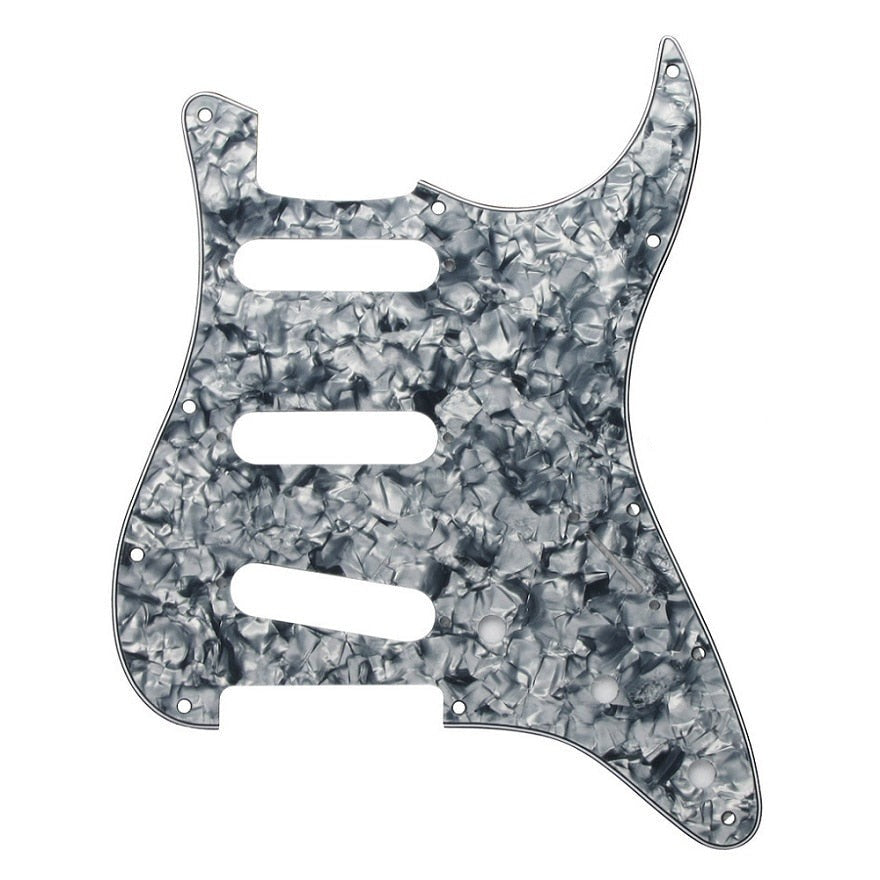 11-Hole Strat Pickguard SSS - 4-Ply Grey Pearl Default Title - Ploutone