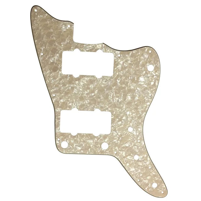 Jazzmaster HH Pickguard (No Upper Controls) - 4-Ply Parchment Pearl Pickguards from Ploutone