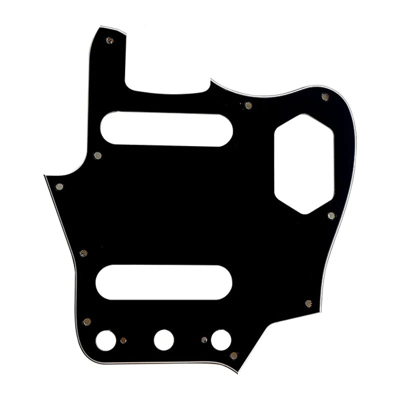 10-Hole SS Jaguar Pickguard for USA Fender - 20+ Colors 3-Ply Black - Ploutone