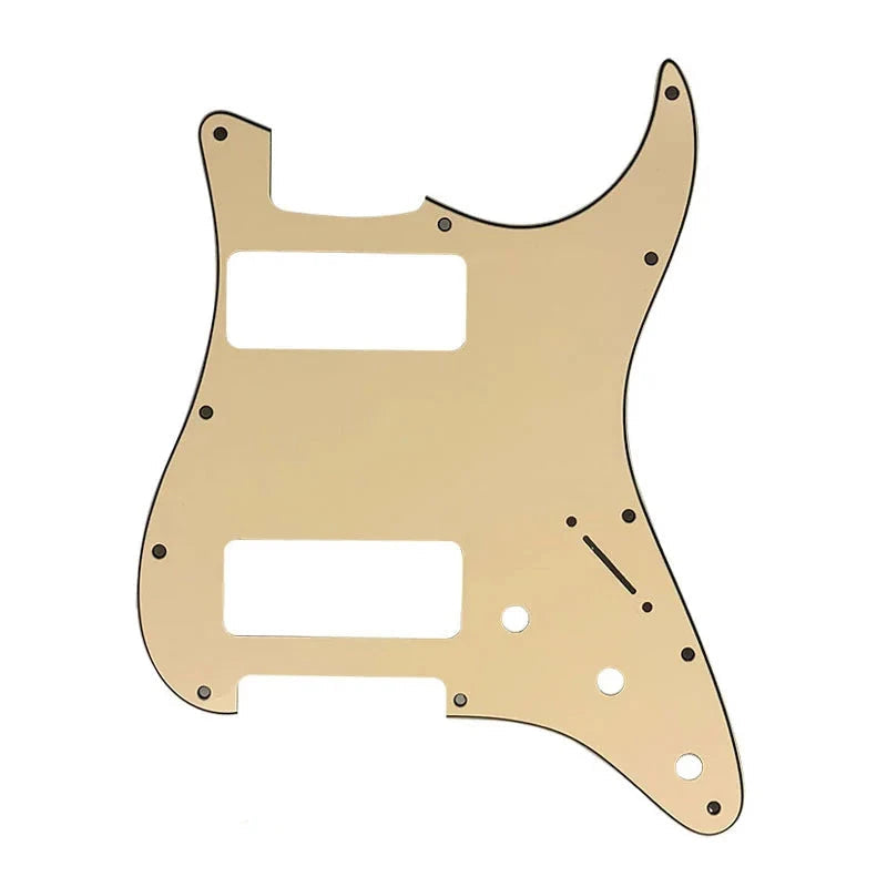 11-Hole Dual P90 Strat Pickguard - 25+ Colors 3-Ply Vintage Yellow - Ploutone